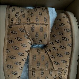 UGG Tan Logo Print Boots